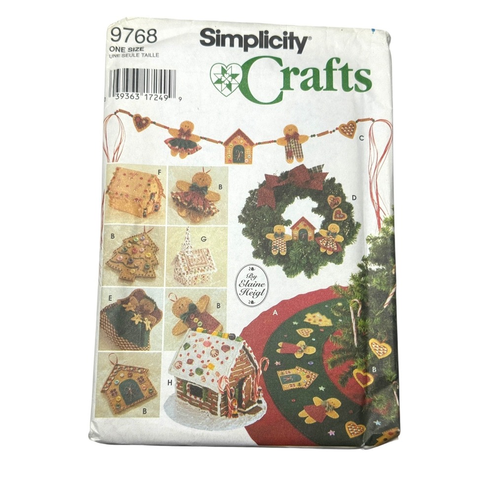 SIMPLICITY 9768 Vintage 1995 Christmas Gingerbread Crafts Pattern Uncut
